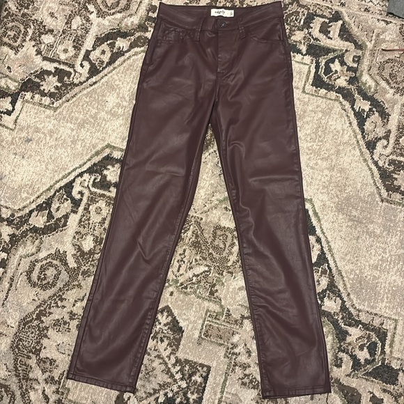 Edgerly waxed denim jeans maroon burgundy high rise slim straight leg ankle - Picture 5 of 6